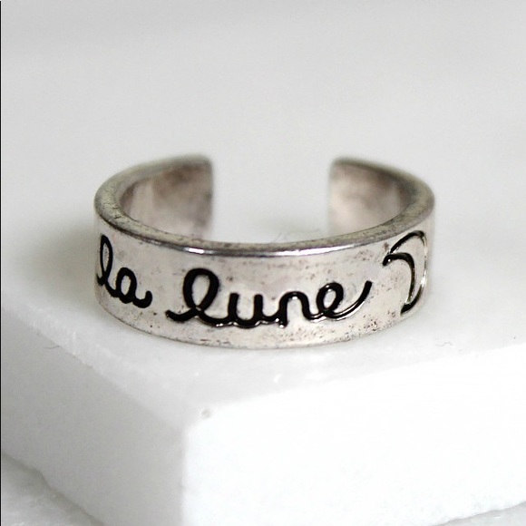 La Lune Antique Silver Tone Adjustable Ring - Picture 4 of 5